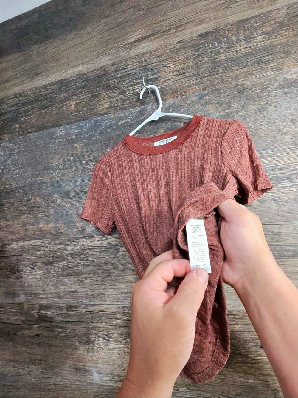 Project Social T Rust‎ Ribbed Short Sleeve Tee - Picture 2 of 7